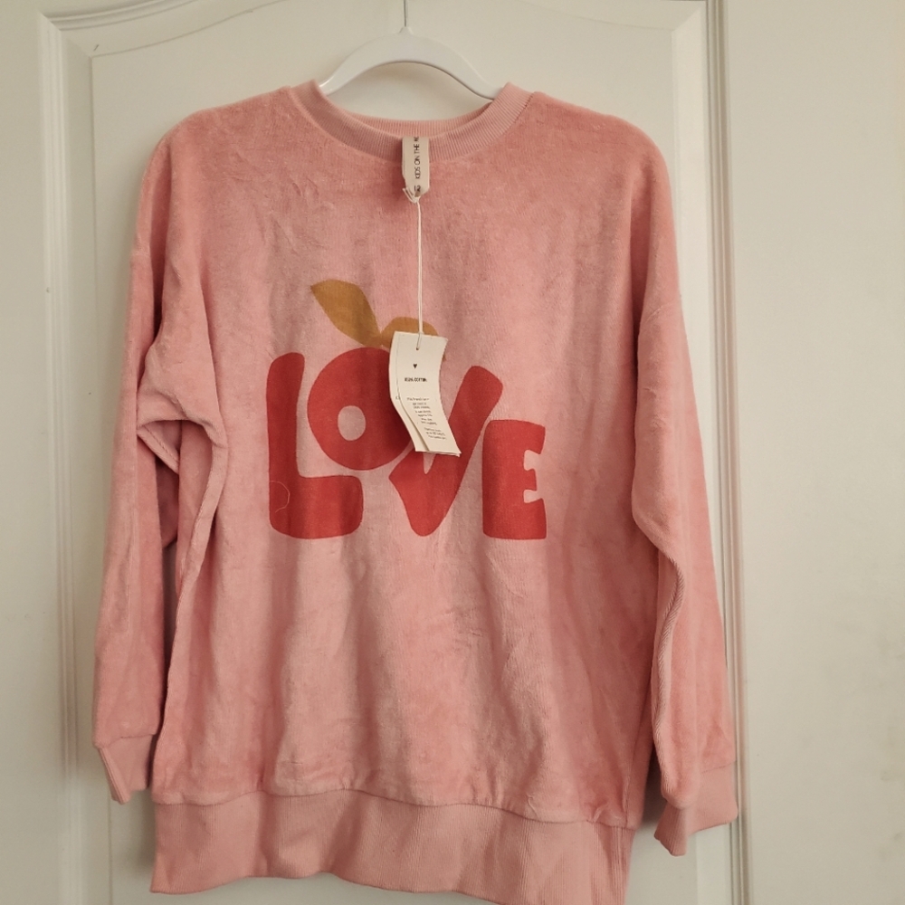 Kids on the Moon pink terry love sweatshirt size 12 NWT